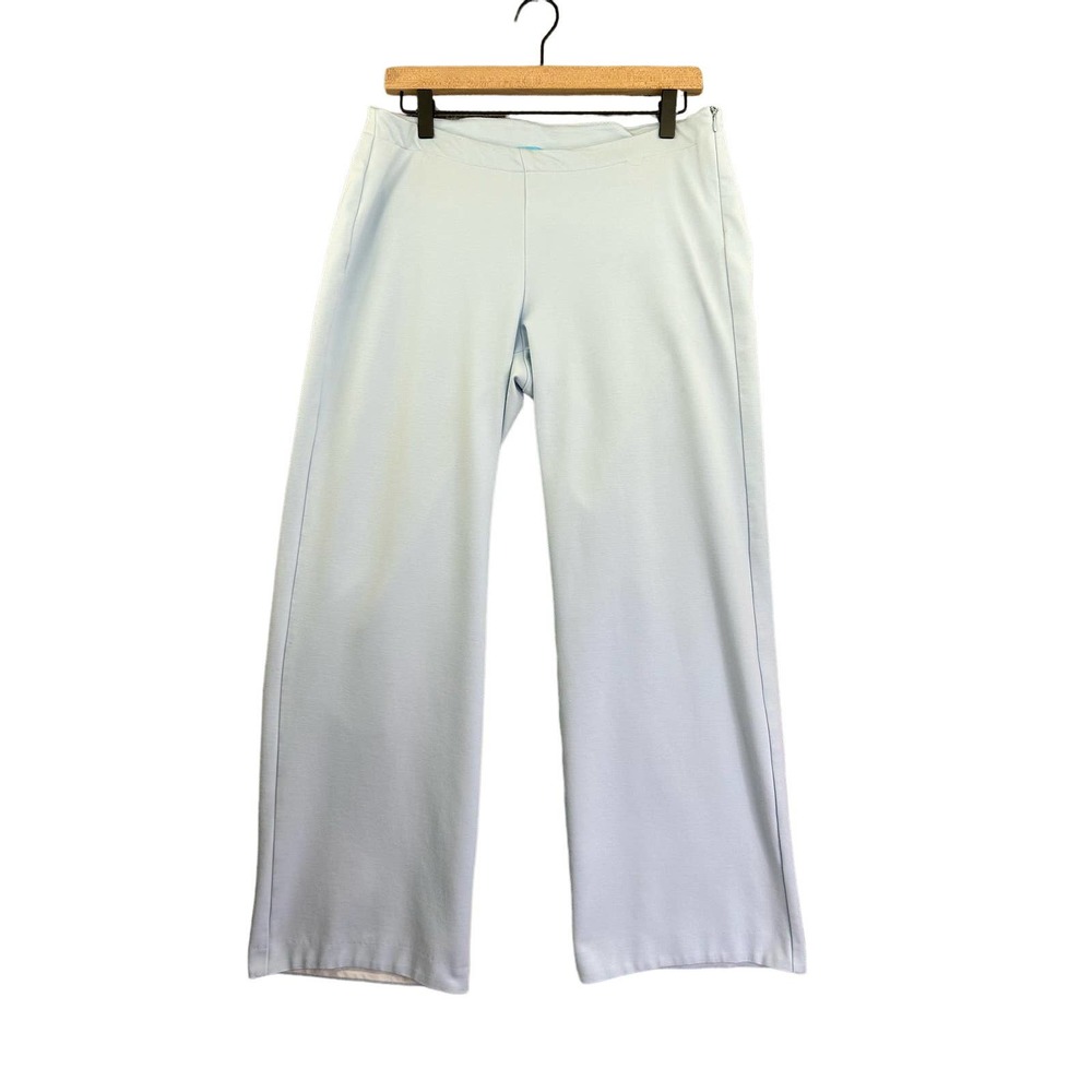 J. MCLAUGHLIN Womens Wide Leg Ponte Knit Pants 12 Light Blue Side Zip